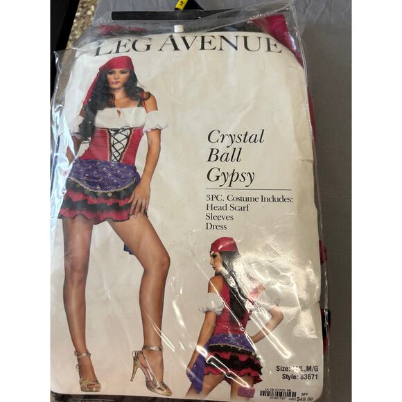 Leg Avenue Womens Crystal Ball Gypsy Costume Medium / Large - Picture 1 of 5
